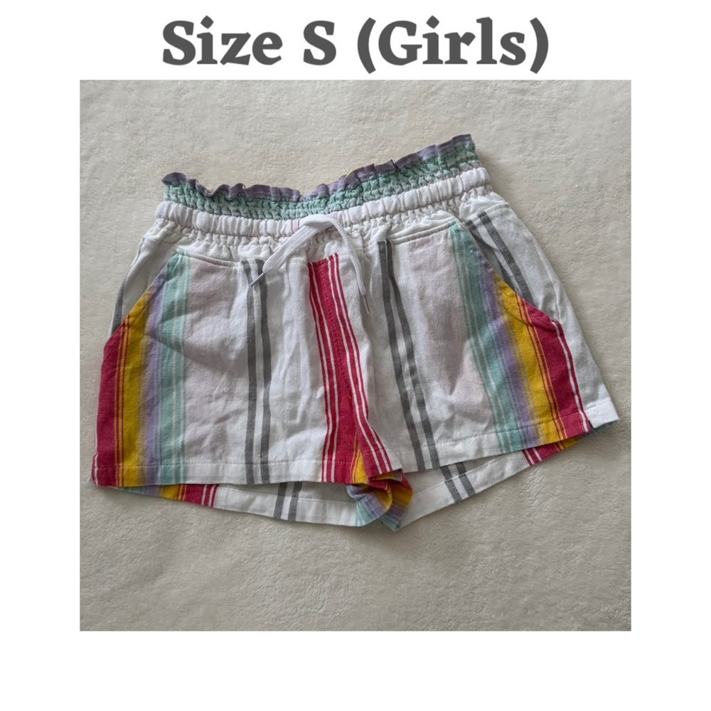 Colorful Striped Kids Shorts, SIZE S